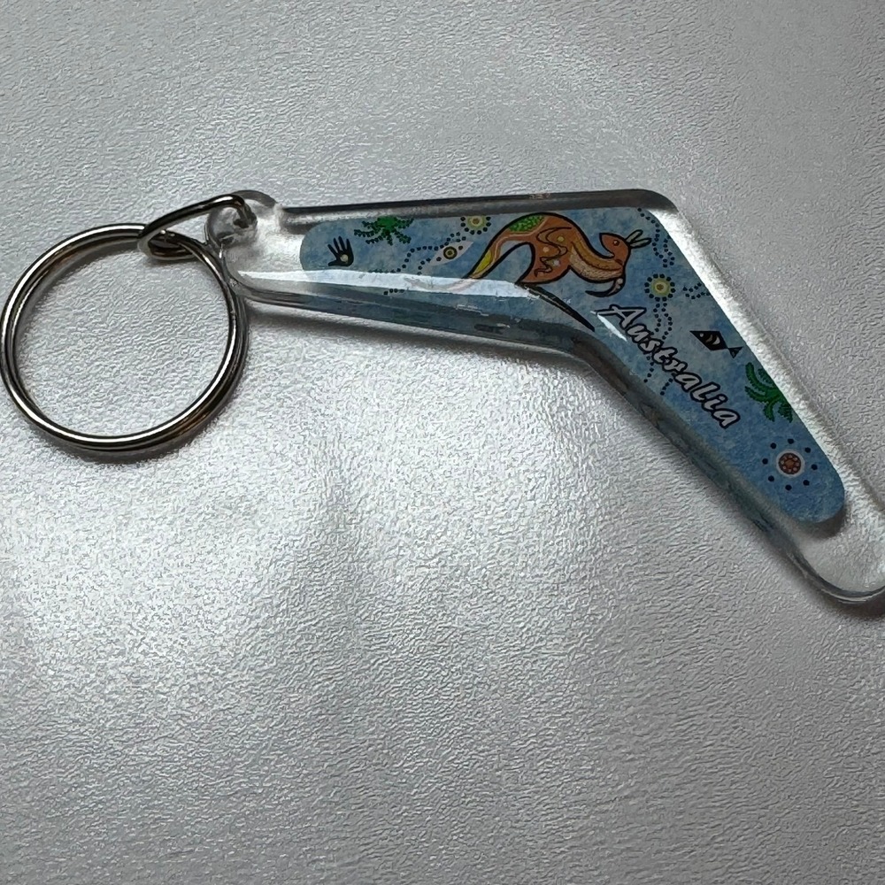 Australia Souvenir Keychain‎ Boomerang Kangaroo Aboriginal Art